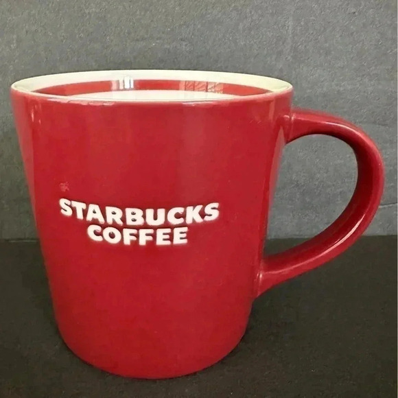 Starbucks 2010 fire engine red bone china Coffee Tea Hot Chocolate Mug Cup SALE! - Picture 1 of 6